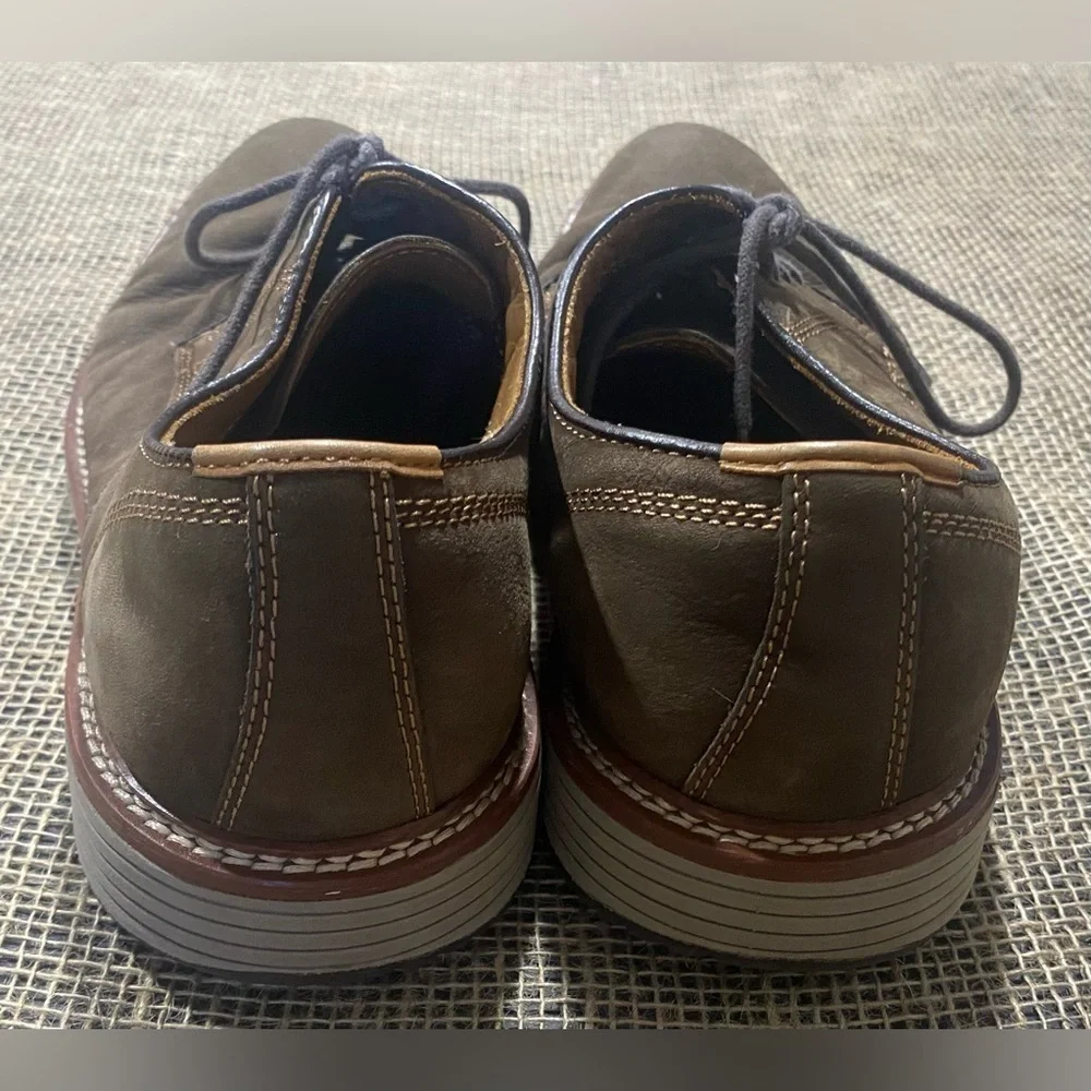 Johnston & Murphy Upton Plain Toe Shoe, Size 9M, Dark Brown Nubuck Leather